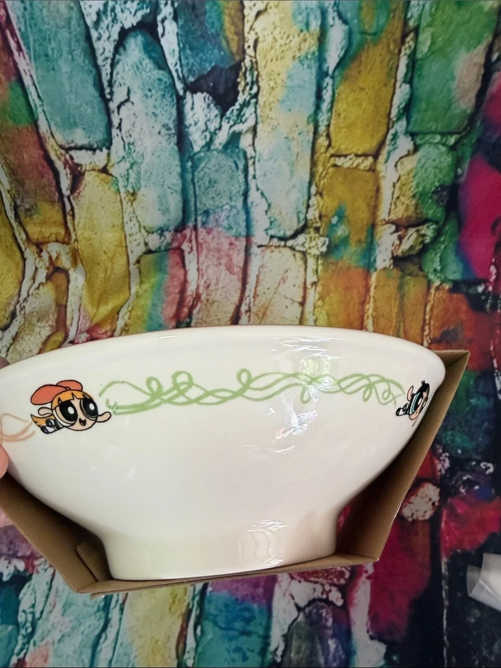 Cartoon Network White Ceramic noodle bowl with chopsticks powerpuff girls